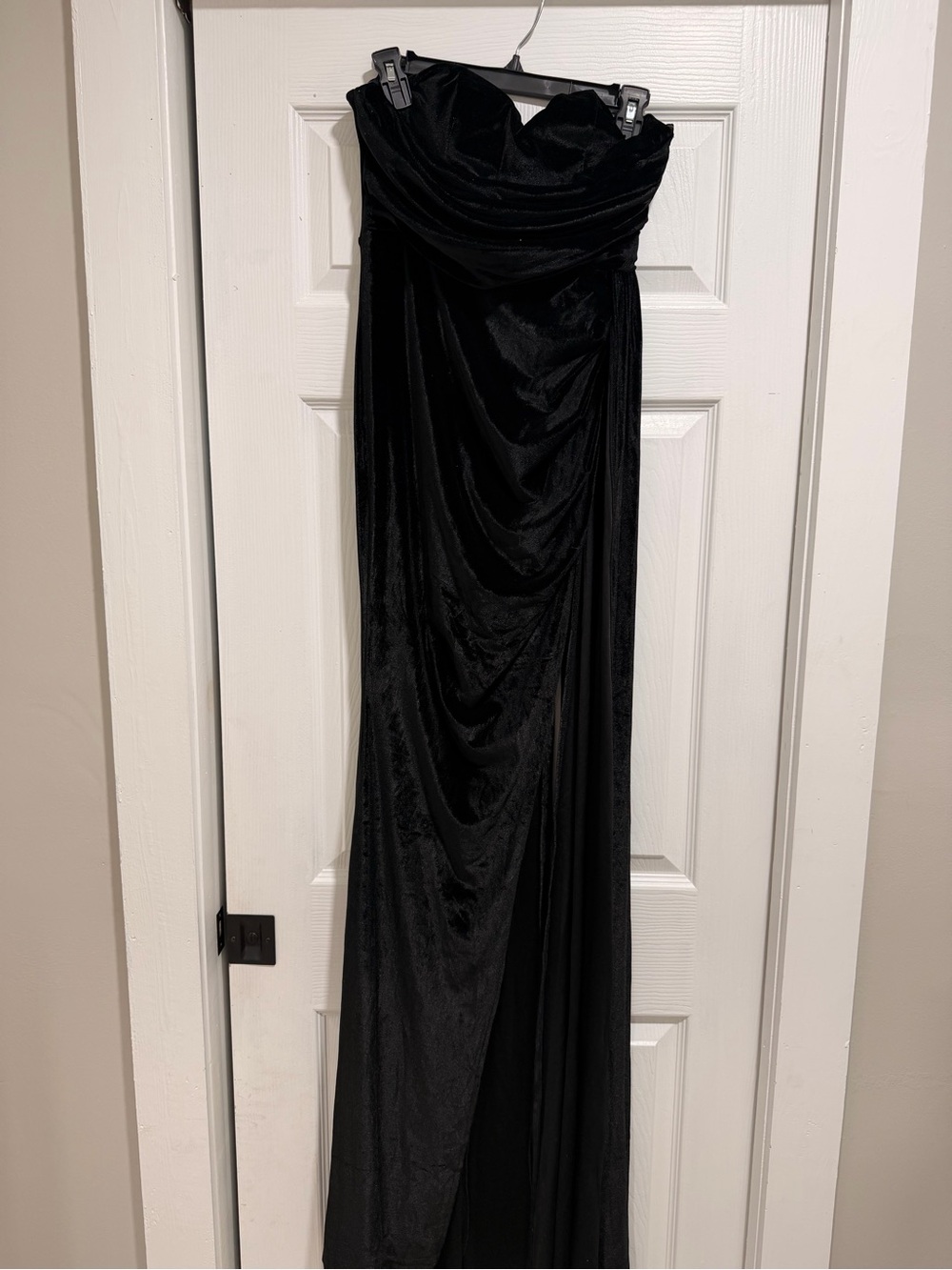 Black Strapless Evening Gown - Elegant Drape